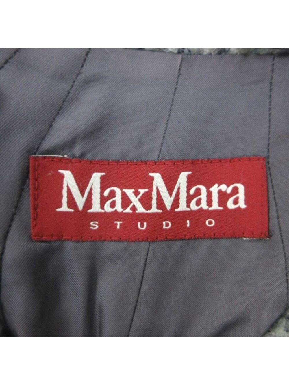 Max Mara Studio Stand Color Coat Wool 36 Green Tweed Long Sleeve Mid Length Pp View 6